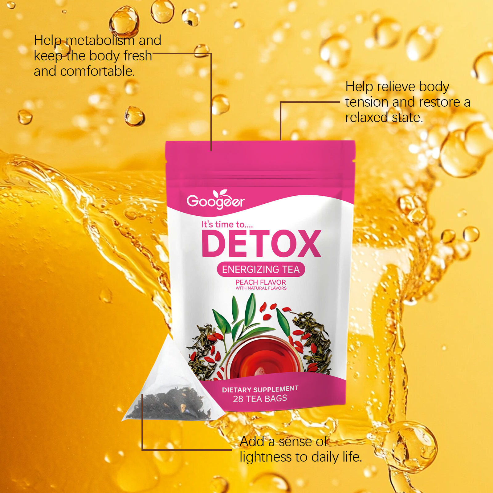 Googeer 28pcs Herbal Detox Tea - Herbal Weight Gain ulasan dan harga
