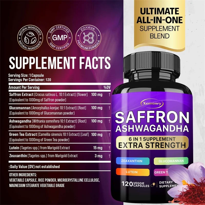 Saffron Ashwagandha, 6-in-1 Ex - Tulsi Holy Basil ulasan dan harga