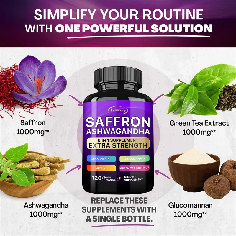 Saffron Ashwagandha, 6-in-1 Ex - Tulsi Holy Basil ulasan dan harga